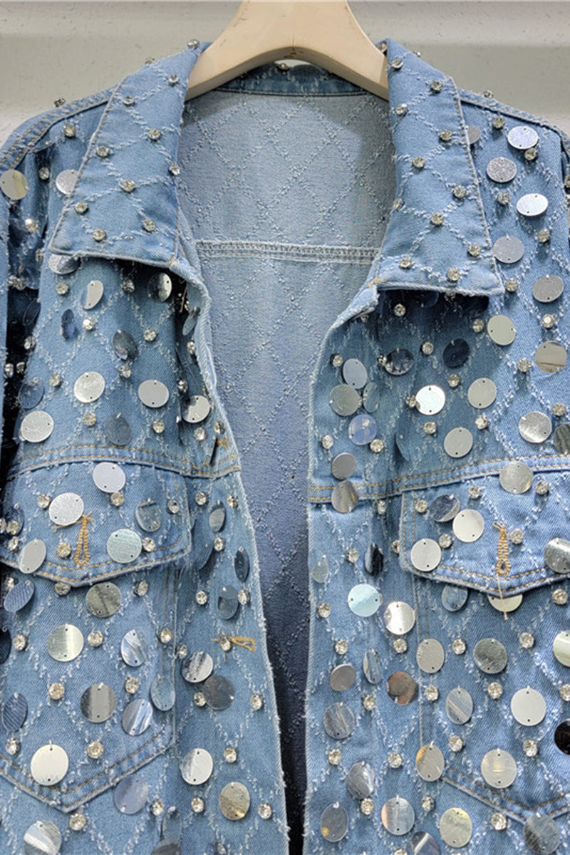 Sequin Embellished Denim Jacket