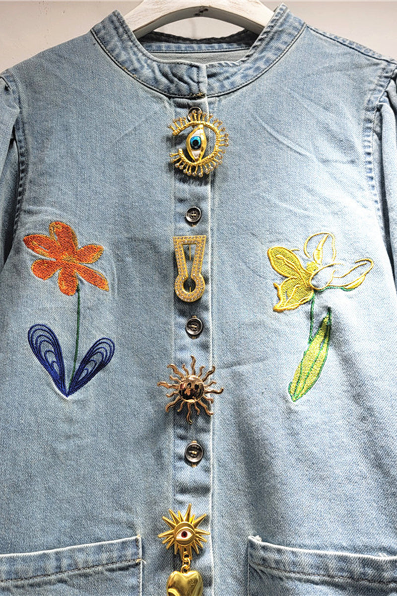 Denim Jacket with Unique Accents