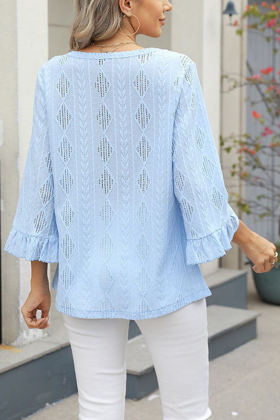 Stylish V-Neck Lace Patterned Top