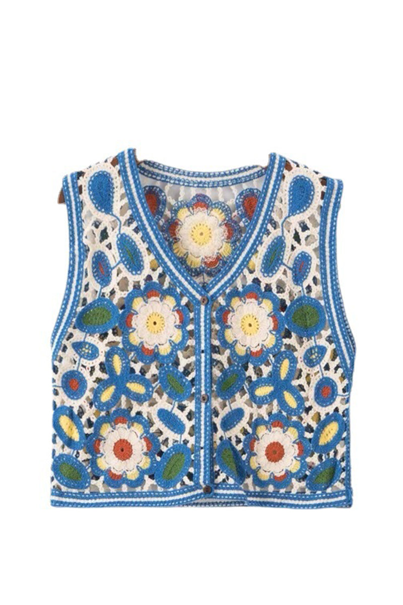 Floral Crochet Sweater Vest