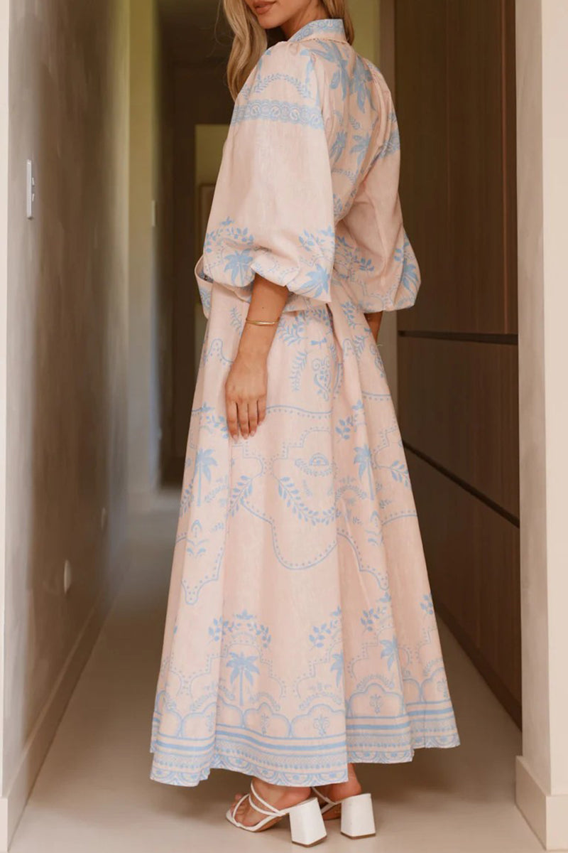 Floral Long Sleeve Button-Down Dress