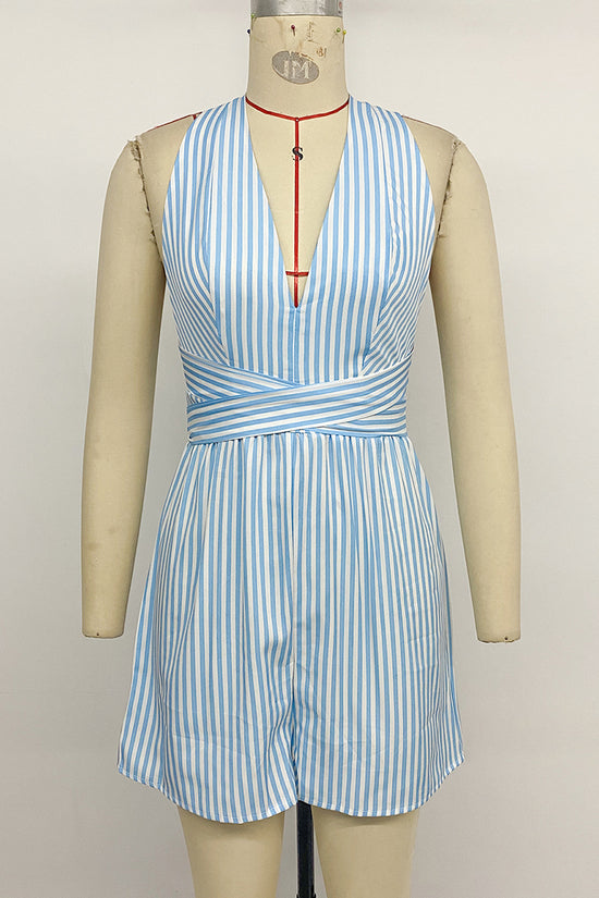 Striped Halter Neck Romper