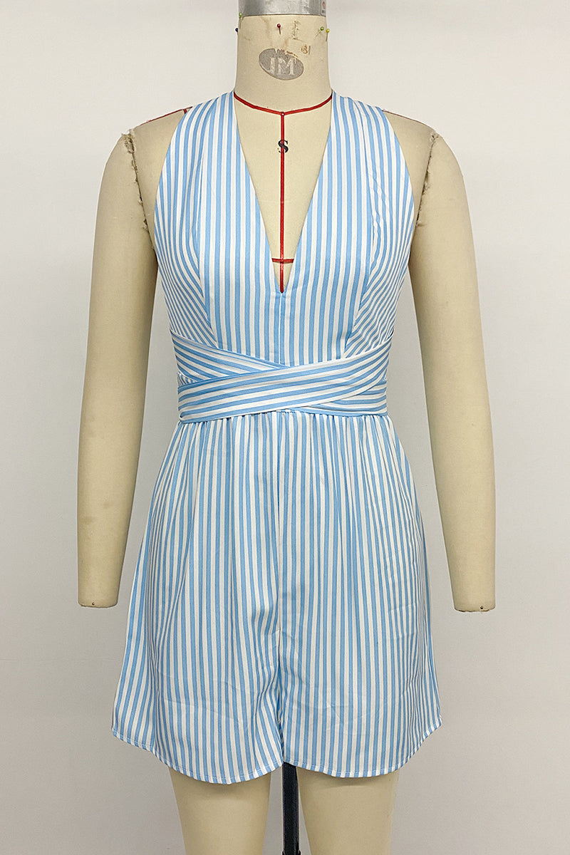 Striped Halter Neck Romper