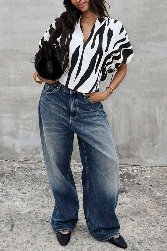 Star Print Straight Leg Jean