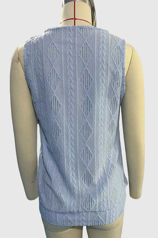 Sleeveless Diamond Pattern Lace Tank