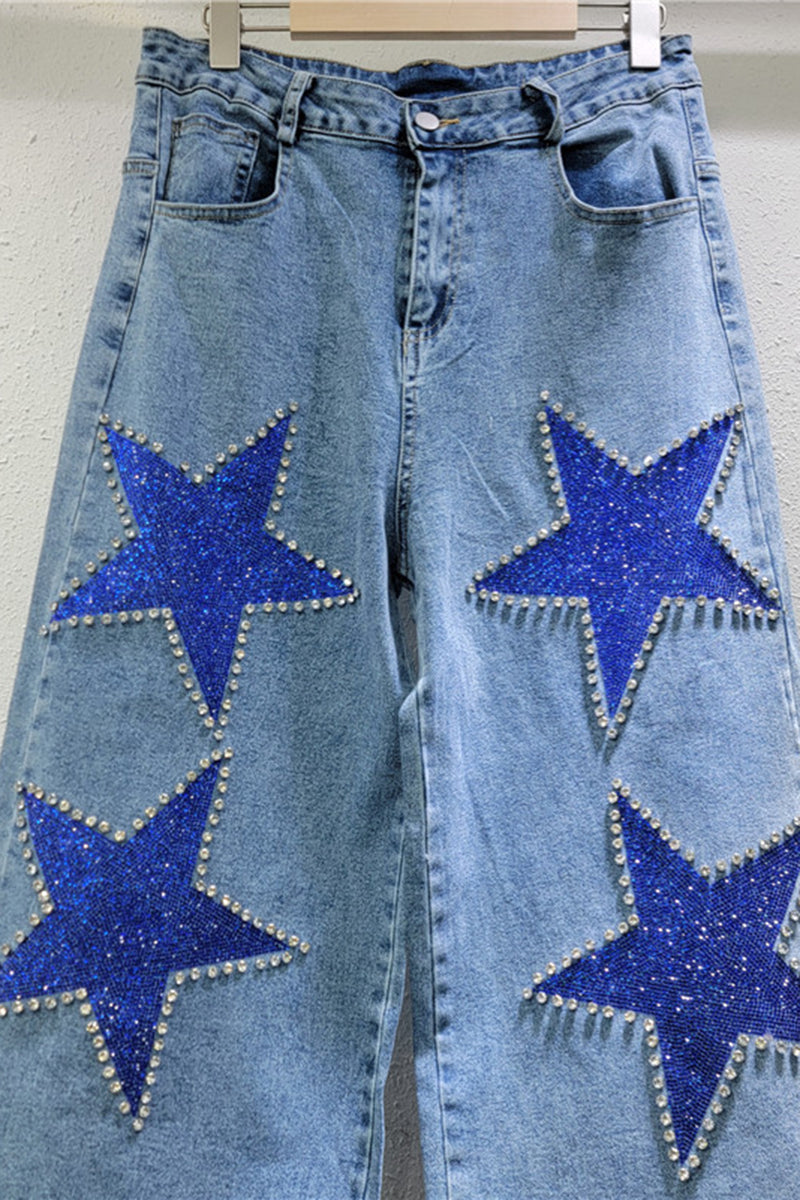 Star-Embellished Straight Jeans