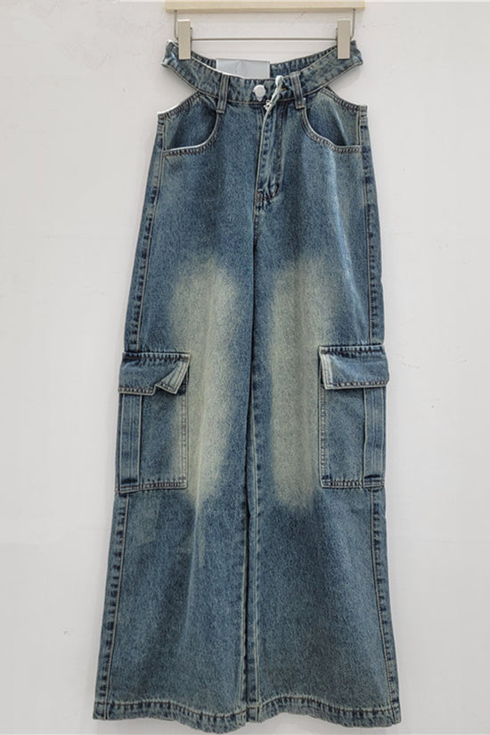 Cargo Pocket Straight Leg Denim