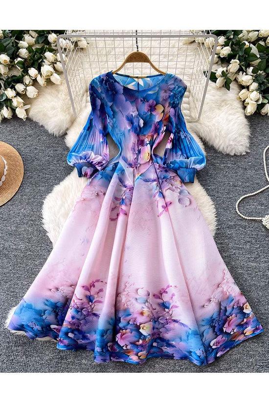 Floral Print Puff Sleeve Casual Dress