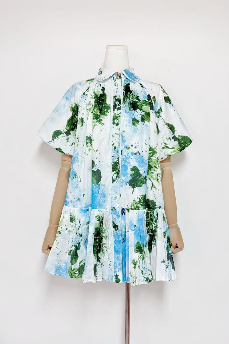 Floral Puff Sleeve Casual Dress