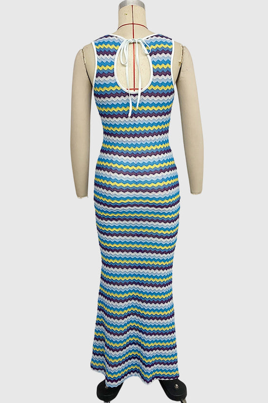 Wave Pattern Sleeveless Casual Dress