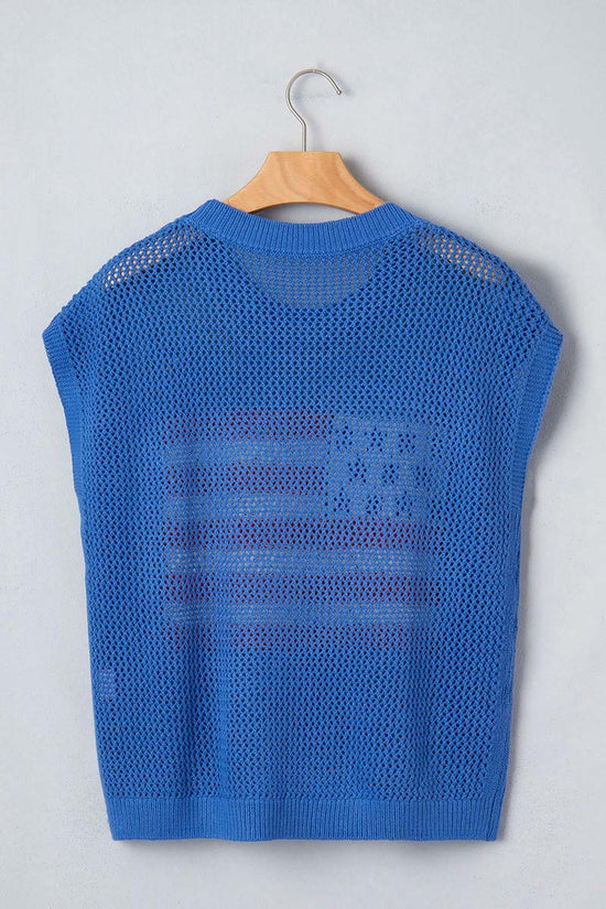 Flag Graphic Short Sleeve Sweater Top
