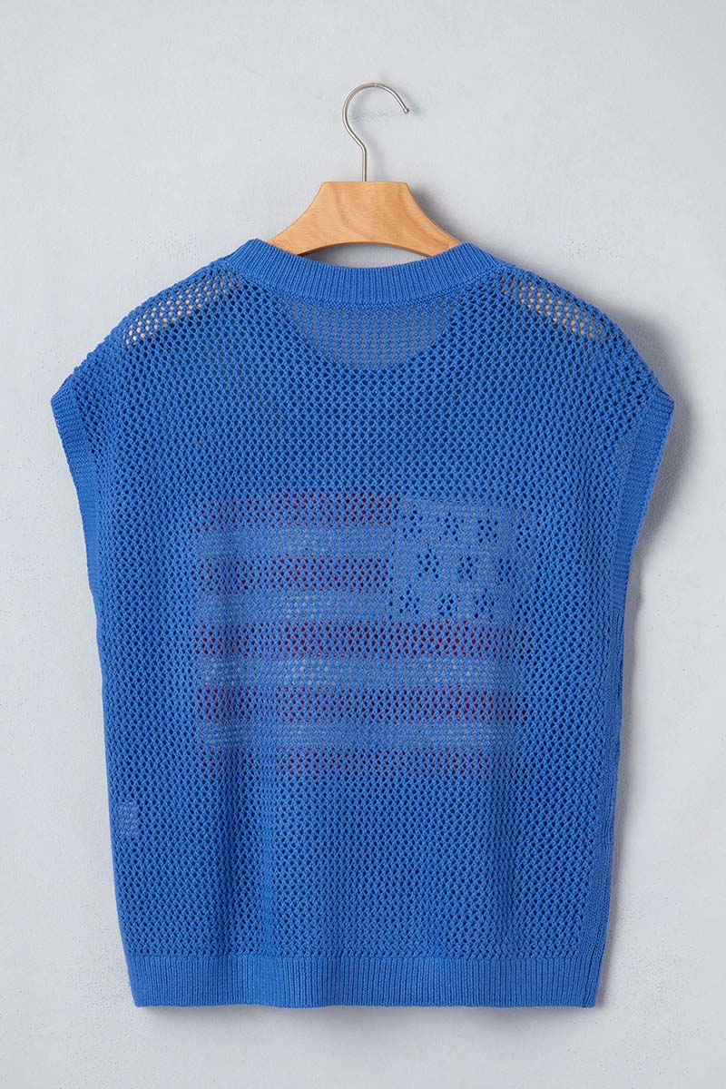 Flag Graphic Short Sleeve Sweater Top