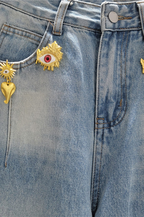 Floral Embellished Barrel Jeans