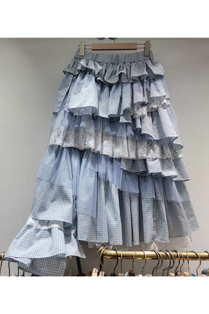 Layered Ruffle Midi Skirt