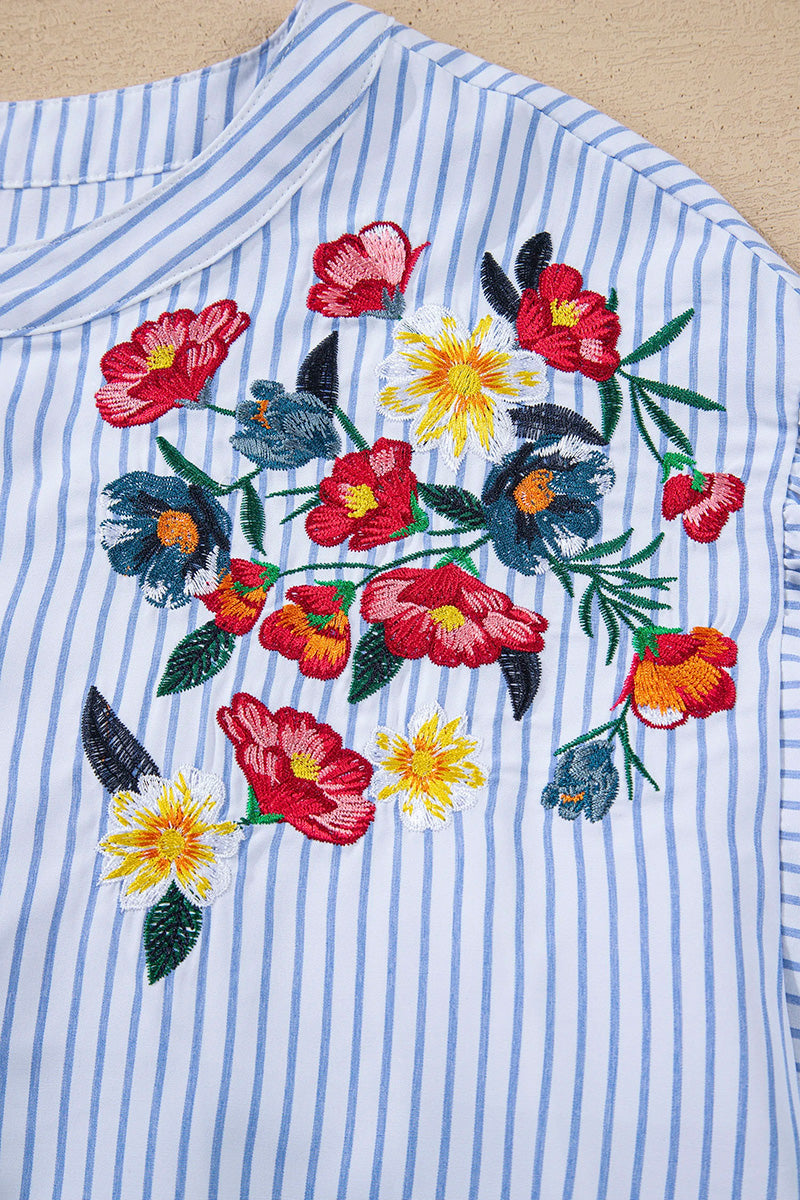 Striped Floral Button-Front Shirt
