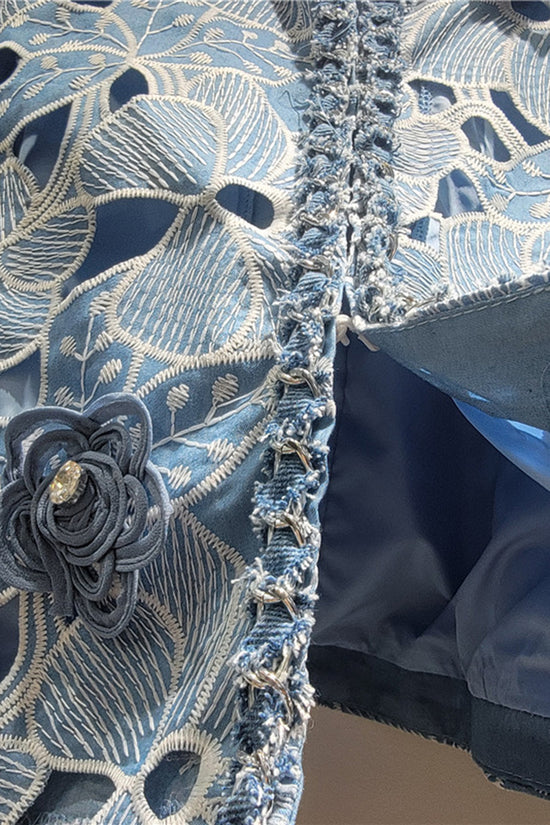 Floral Appliqué Denim Jacket