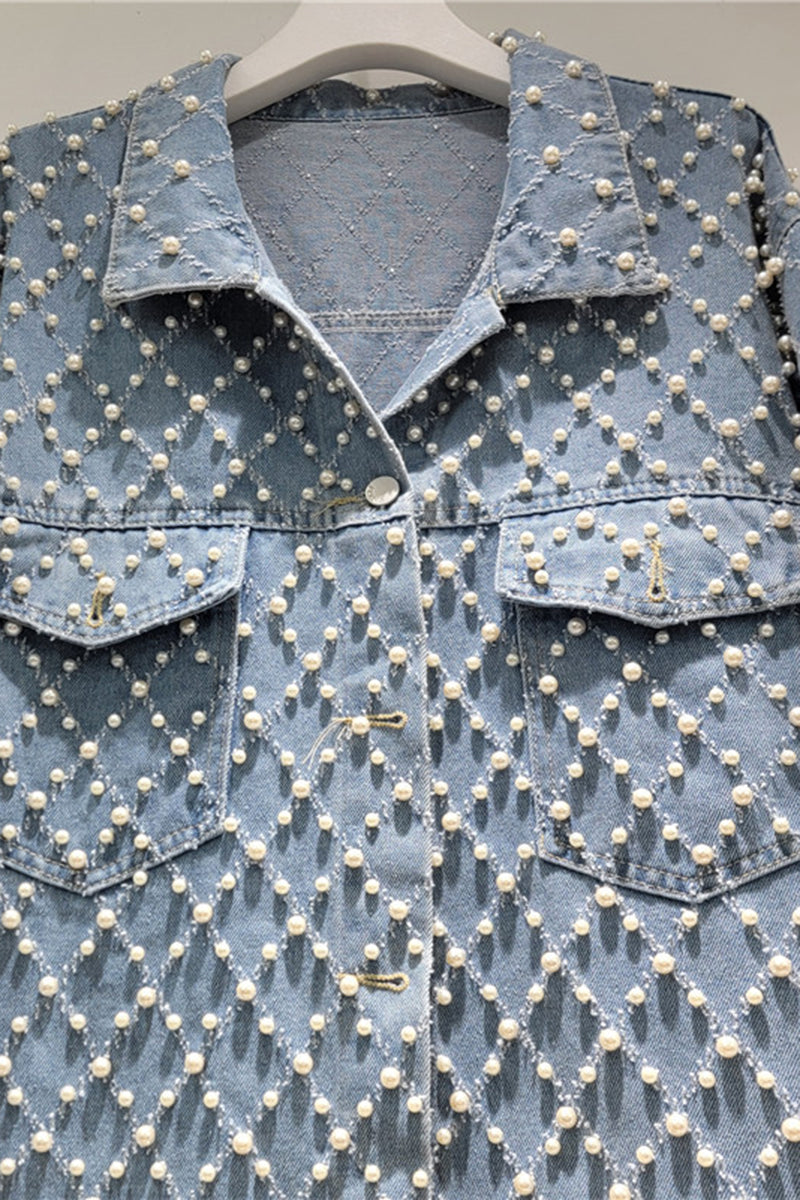 Pearl Studded Denim Jacket