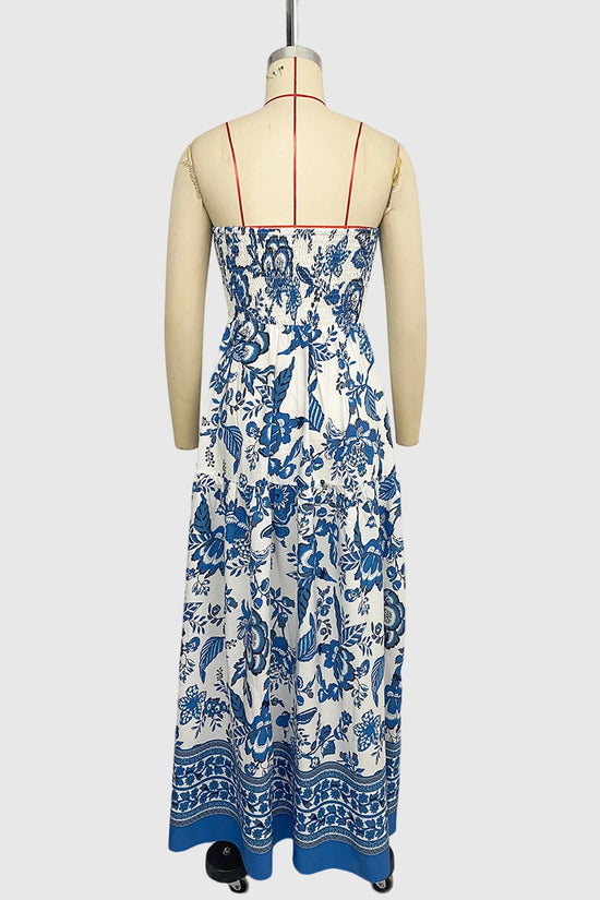 Strapless Bohemian Floral Maxi Dress