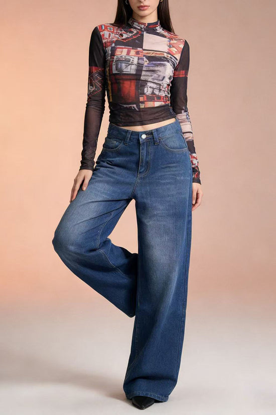 High-Waisted Straight-Leg Jeans