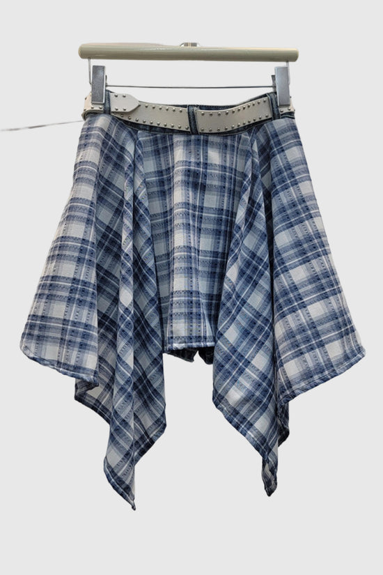 Plaid Accent Denim Skirt