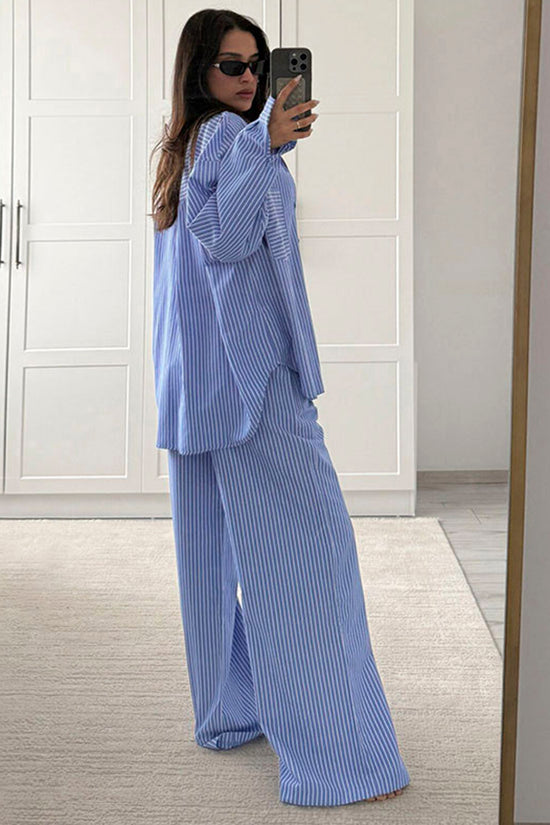 Striped Wide-Leg Pants Set