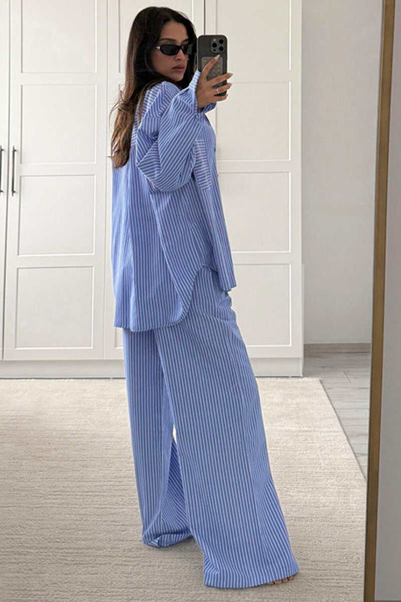 Striped Wide-Leg Pants Set