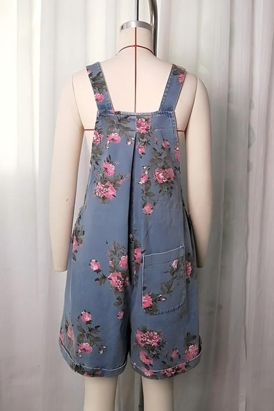 Floral Button Strap Romper
