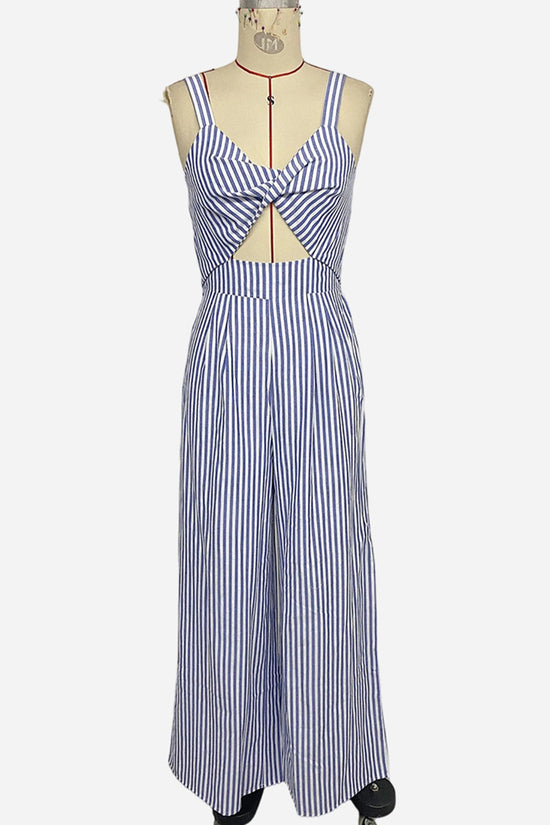 Cutout Striped Wide-Leg Jumpsuit