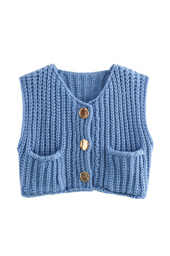 Button-Up Knitted Sweater Vest