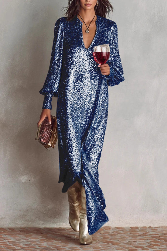 Long Sleeve Sequin Maxi Dress