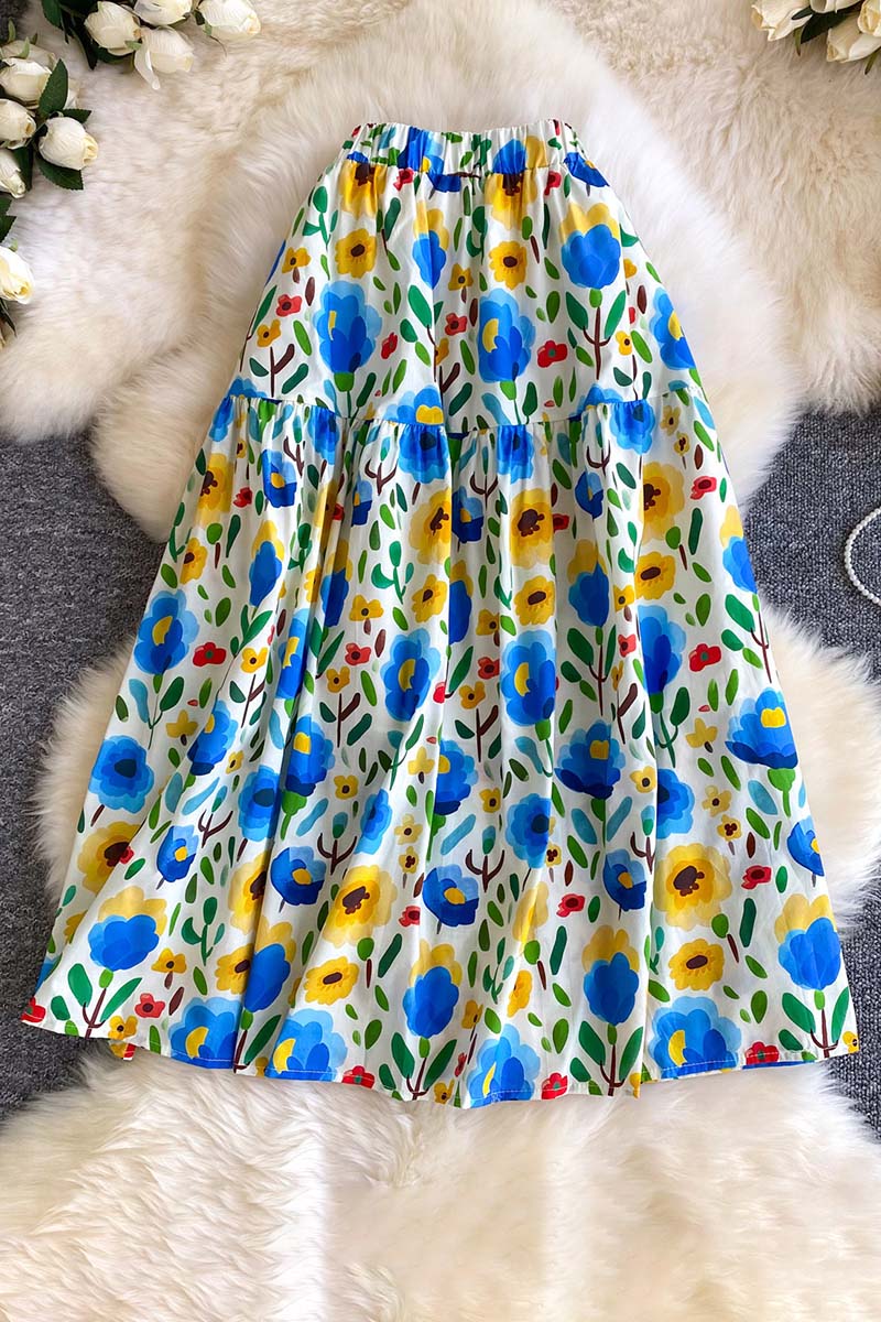 Floral Tiered Midi Skirt