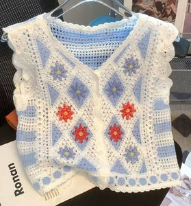 Floral Crochet Patterned Sweater Vest