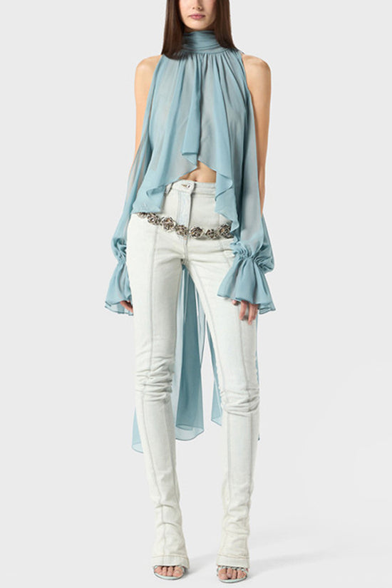 Elegant Long Sleeve Flowing Blouse