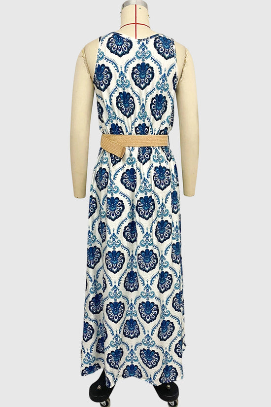 Floral Pattern Sleeveless Maxi Dress