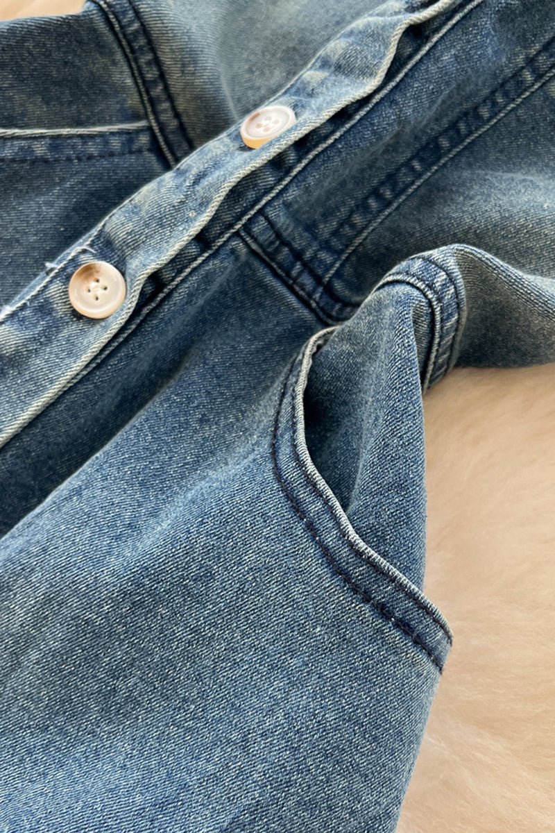 Button-Up Denim Maxi Dress