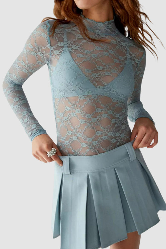 Elegant Lace Long-Sleeve Bodycon Top