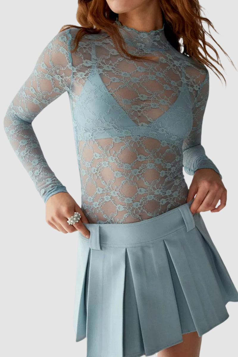 Elegant Lace Long-Sleeve Bodycon Top