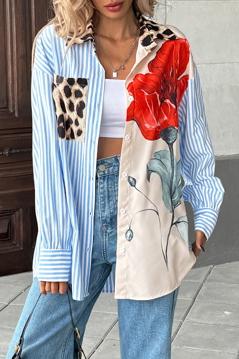 Patchwork Patterned Shirt Blouse