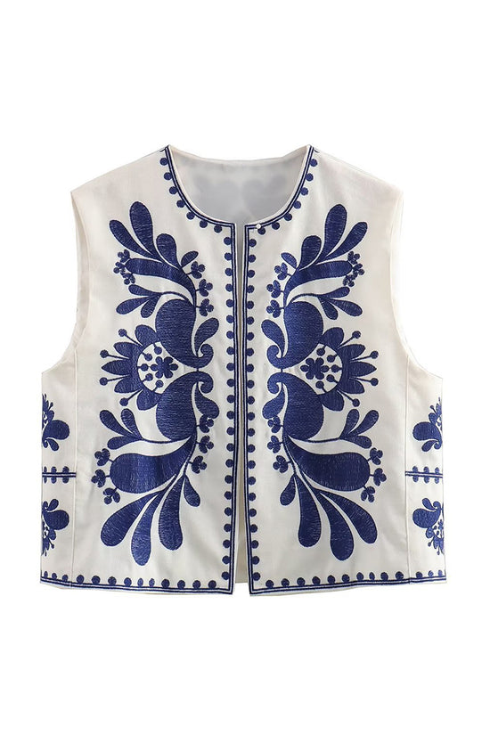 Floral Pattern Sleeveless Vest