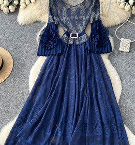 Elegant Petal Sleeve Casual Dress