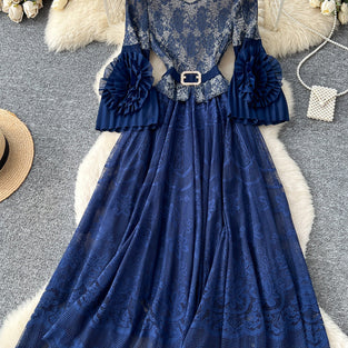 Elegant Petal Sleeve Casual Dress