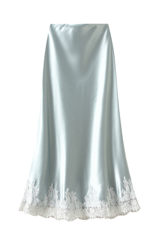 Elegant Lace Border Midi Skirt