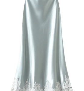 Elegant Lace Border Midi Skirt