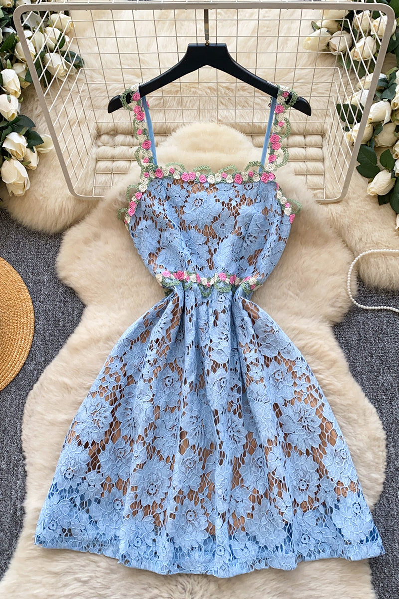 Floral Lace Sleeveless Mini Dress