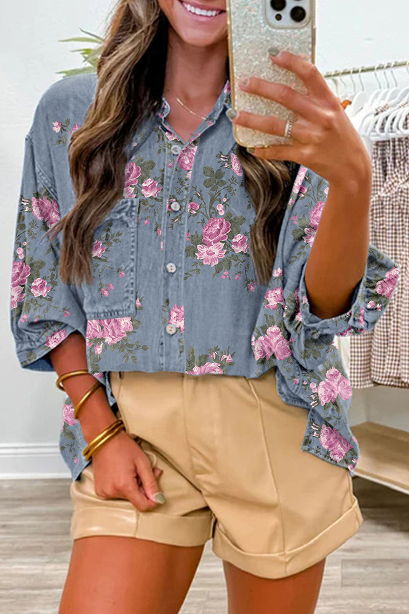 Floral Print Denim Jacket