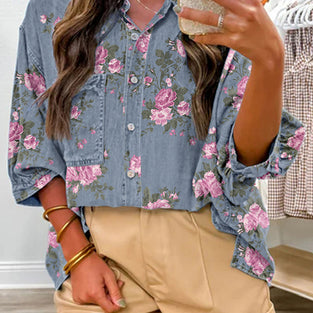 Floral Print Denim Jacket