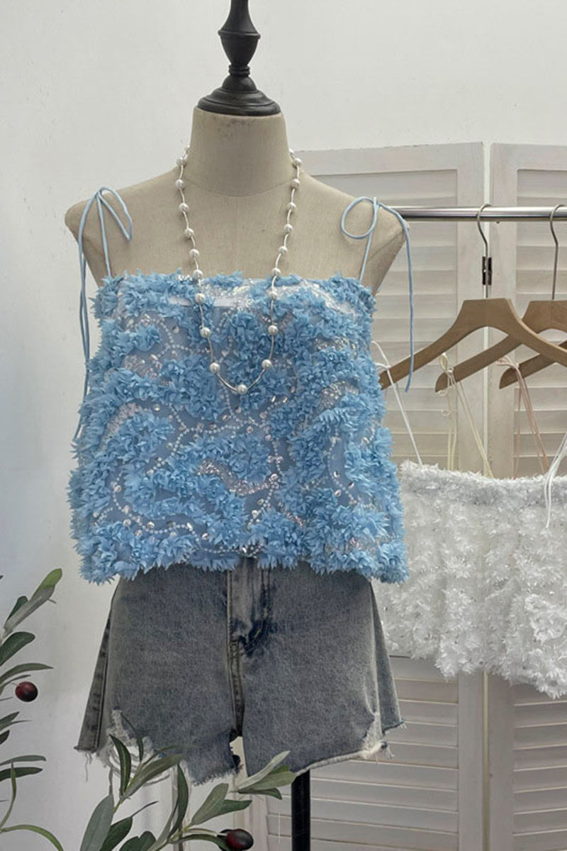 Floral Sequined Sleeveless Camisole