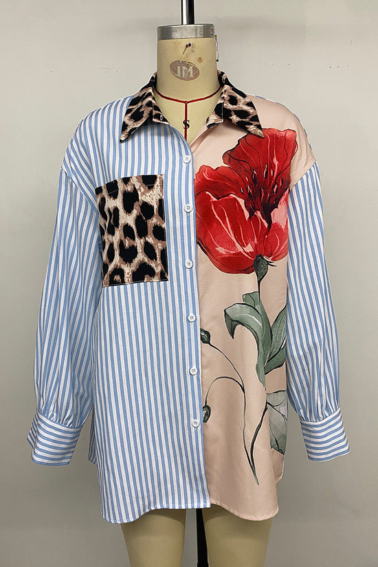 Patchwork Patterned Shirt Blouse