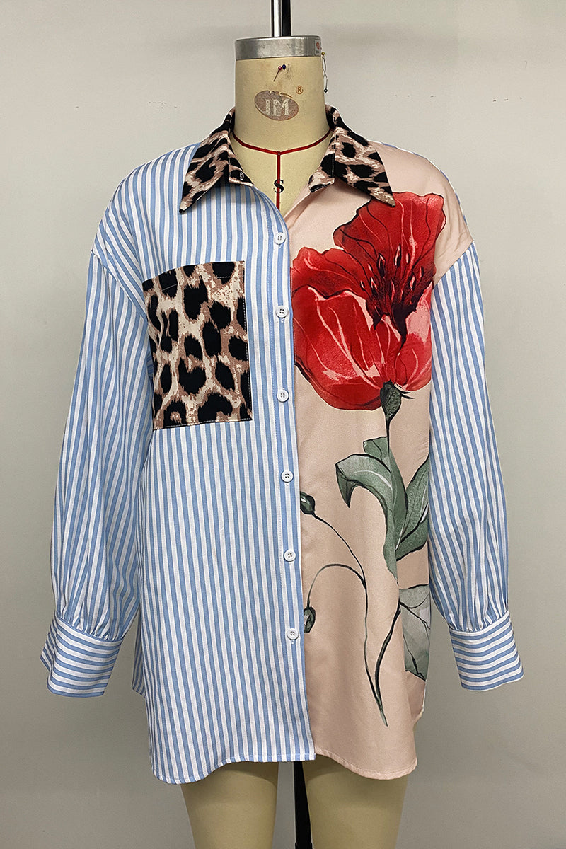 Patchwork Patterned Shirt Blouse