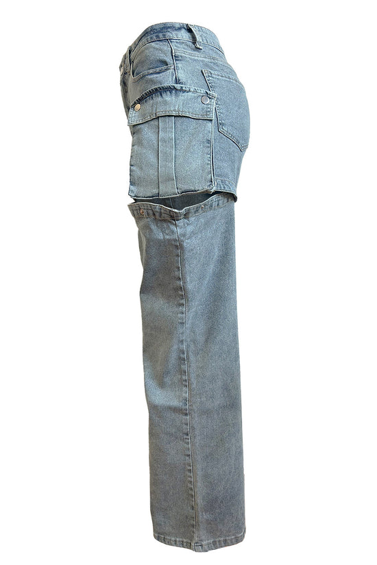 Cutout Pocket Straight Jeans